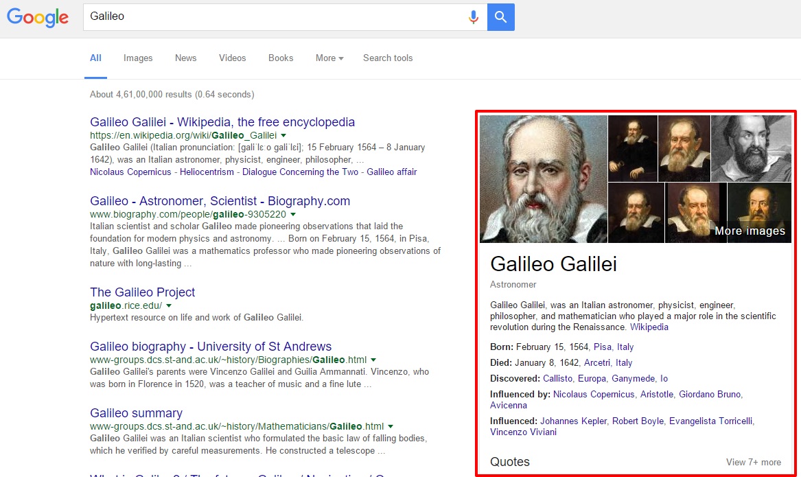 Knowledge Graph for Galieo